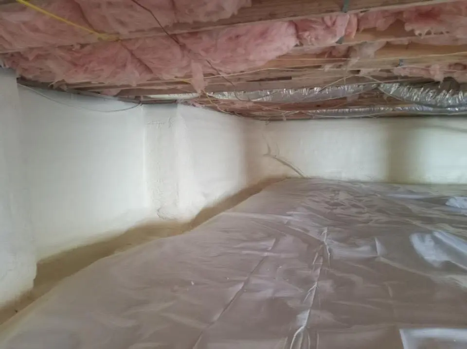 Crawl space encapsulation with closed-cell spray foam for Roof Leak Repair in Cornelius